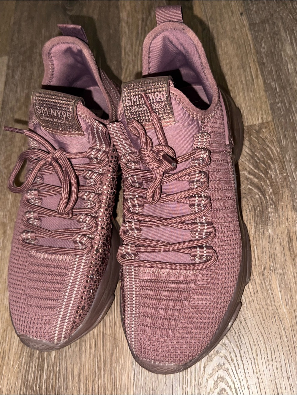 Steve Madden Women's Chunky Knit Sneakers in Mauve - Picture 6 of 7